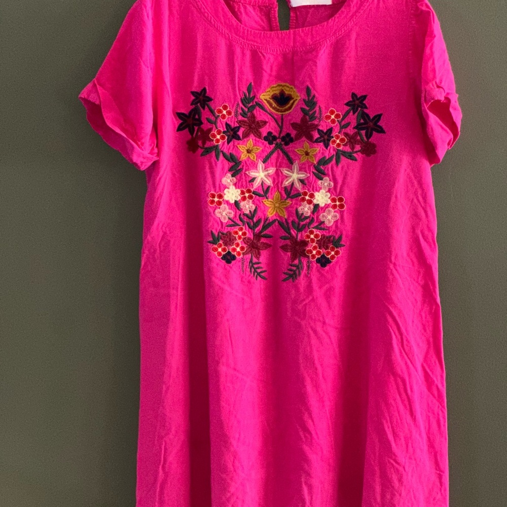 Pink Floral Embroidered  Dress Size M